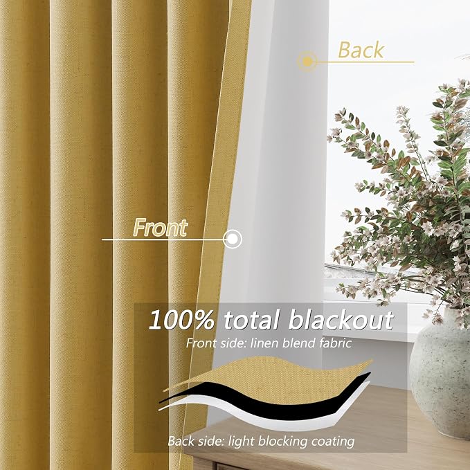 100% Blackout Curtains 120 Inch Length 2 Panels Set - Image 4