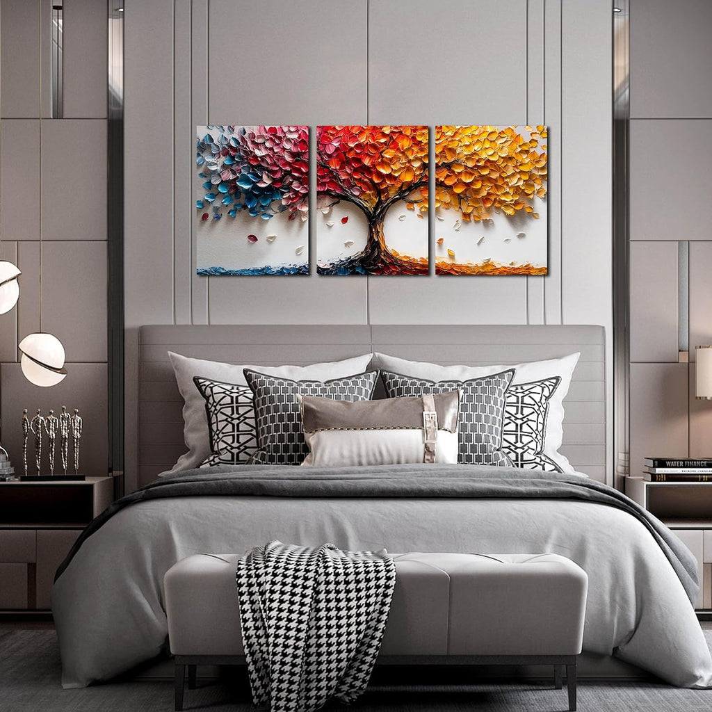 Tree Canvas Wall Art for Living Room - Colorful Wall Decor for Bedroom Teen Girl - Modern 3 Piece Wall Art for Office Size 12" x 16"