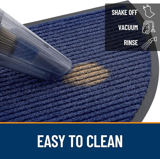 OLANLY Half Circle Front Door Mat 35x23, Waterproof Heavy-Duty Doormat | Blue - Image 6