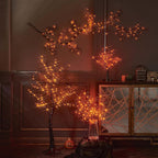 LITBLOOM Halloween Tree with Lights Plug in 4FT 150 Orange Fairy Lights, Lighted Black Spooky Tree for Indoor Outdoor Home Fall Halloween Decoration