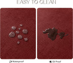 Romanstile Vinyl Placemats Set of 8-12 X 18 Inch - Heat Resistant Place Mats 100% Waterproof Oilproof Wipeable Reversible Faux Leather Table Mats for Kitchen/Dining/Party/Outdoor, Red