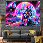 BlissYard Blacklight Tapestry Astronaut in Cosmic Landscape 78x59 Inches Modern Wall Art for Bedroom
