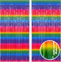 Gradient Colorful Party Streamers Backdrop - GREATRIL Party Backdrop Curtains for Candyland/Unicorn/Neon Glow/Rainbow Themed Birthday Decorations - 1m x 2.5m - Pack of 2
