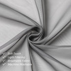 Charcoal Grey Sheer Curtains 14 Inch Length 2 Panels Set, Light Reducing Short - Image 4