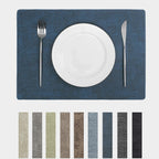 Chrysameld Vinyl Placemats Set of 4 - Faux Leather 100% Waterproof Oil-Proof Wipeable PU Place Mats, Heat Resistant Anti Slip Reversible Table Mats for Indoor & Outdoor Use,(17×12Inch, Navy Blue)