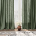 70 Inches Wide Olive Green Linen Curtains - Image 5