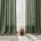 Extended Curtain Olive Green Linen Sheer Curtains - Image 6
