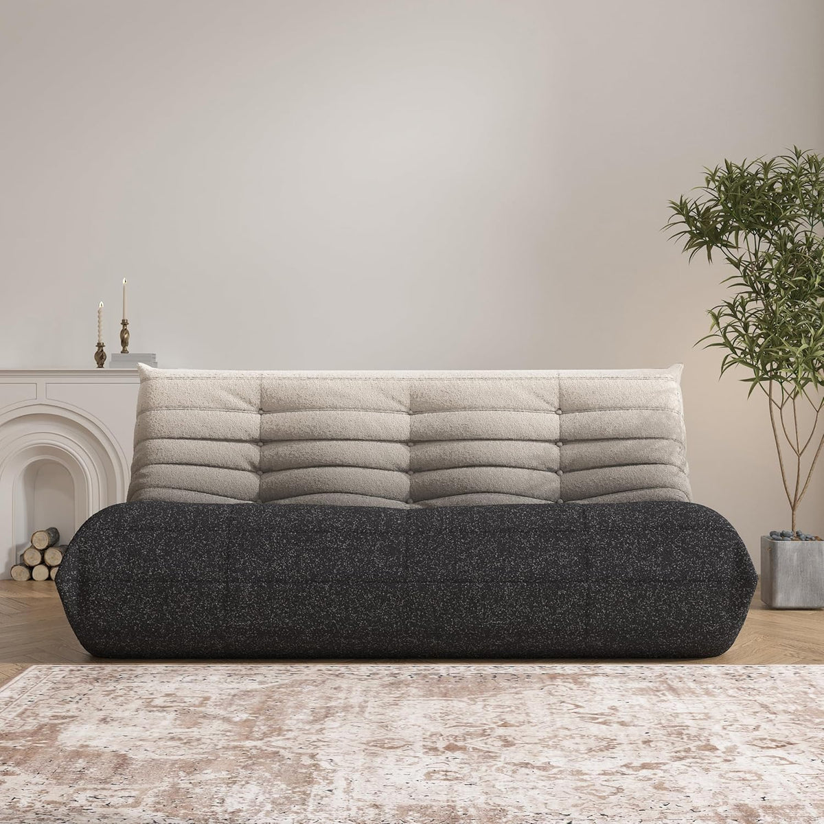 Bean Bag Chair, Oversized Fireside Chair Bean Bag Sofa Large Bean Bag Chair for Adults, 3 Seater Bean Bag Chairs for Teens with High Density Comfortable Foam, Bean Bag for Living Room(Black&White)