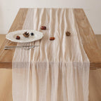 Beige Gauze Rustic Cheesecloth Table Runner 120 Inch 10 FT for Wedding Baby Shower Bridal Shower Birthday Engagement Garden Outdoor Party Long Sheer Boho Decorations