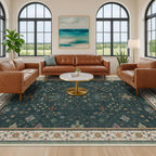 Dark Green Oushak Living Room Rug 10x14 - Image 5