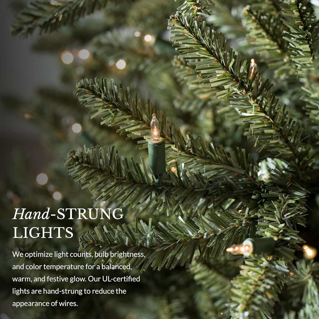 Balsam Hill 9.5ft Pre-Lit Classic Blue Spruce - Artificial Christmas Tree with 5,248+ Tips, 1600 Hand-Strung Clear LED Lights, Easy Plug System & Premium Stand for Indoor Holiday Decorating
