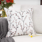 YOUR SMILE Classical Embroidery Jacquard Pink Leaf Pattern Square Decorative Throw Pillow Case Cushion Cover 18x18 inch