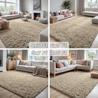 4x6 Fluffy Shag Area Rugs for Living Room Bedroom: Soft Carpet Gray Camel | - Image 7