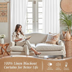 White 100% Blackout Linen Curtains 84 Inches - Image 2