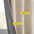 NICETOWN Cream 100% Blackout Linen Curtains 84 inch Long Burg - Image 6