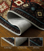 Southwestern Round Rug 4ft, Low Pile Soft Circle Rug - Image 7