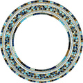Mosaic Mirror, Wall Art Décor – Handcrafted Decorative Wall Mirror, Light and Navy Blue, Brown, Gray, and Black Round Mosaic