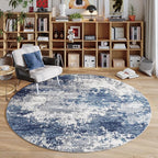 Blue Round Area Rugs 4ft Washable Circle Rug by Acapet