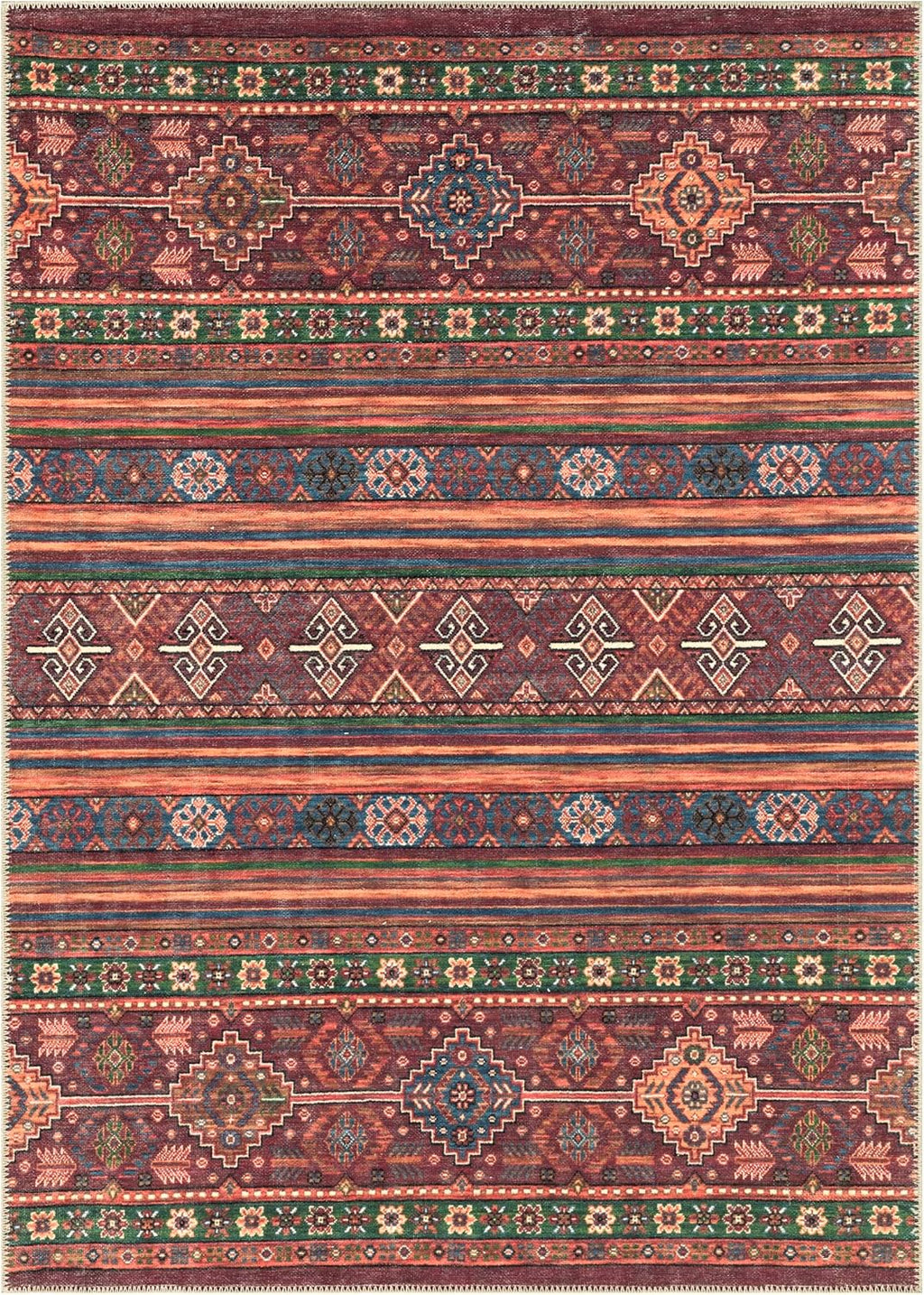 Keen Home Design 6x9 Rug - Machine Washable Area Rug with Non-Slip Backing, Ideal for Living Room, Dining Room, Bedroom - Vintage, Easy Clean, Durable, Low Pile Rug - (6' x 9')