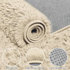 8x10 Fluffy Shag Area Rugs for Living Room Bedroom: Soft Plush Carpet Beige | - Image 6