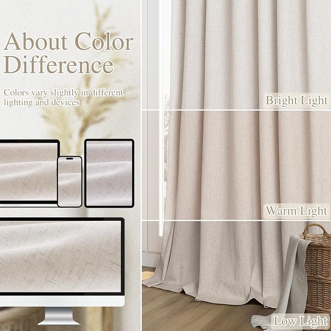 100% Blackout Curtains 102 Inch Length 2 Panels Set - Image 7
