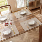 Demetex Table Placemats Linen Place Mats Set of 8 Natural Heat Resistant Cloth Plate Mats for Indoor Dining Room Restaurant Cafe, 13x19 inch, Linen