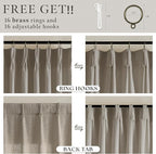 Pinch Pleated Burlywood Birch Semi Sheer Curtains 86 Inches Long 2 Panels | - Image 4