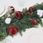 4inch Velvet Ornaments for Christmas Tree, 9PCS Glitter Flocked Christmas Ornaments Decorations Balls Set Decor Red