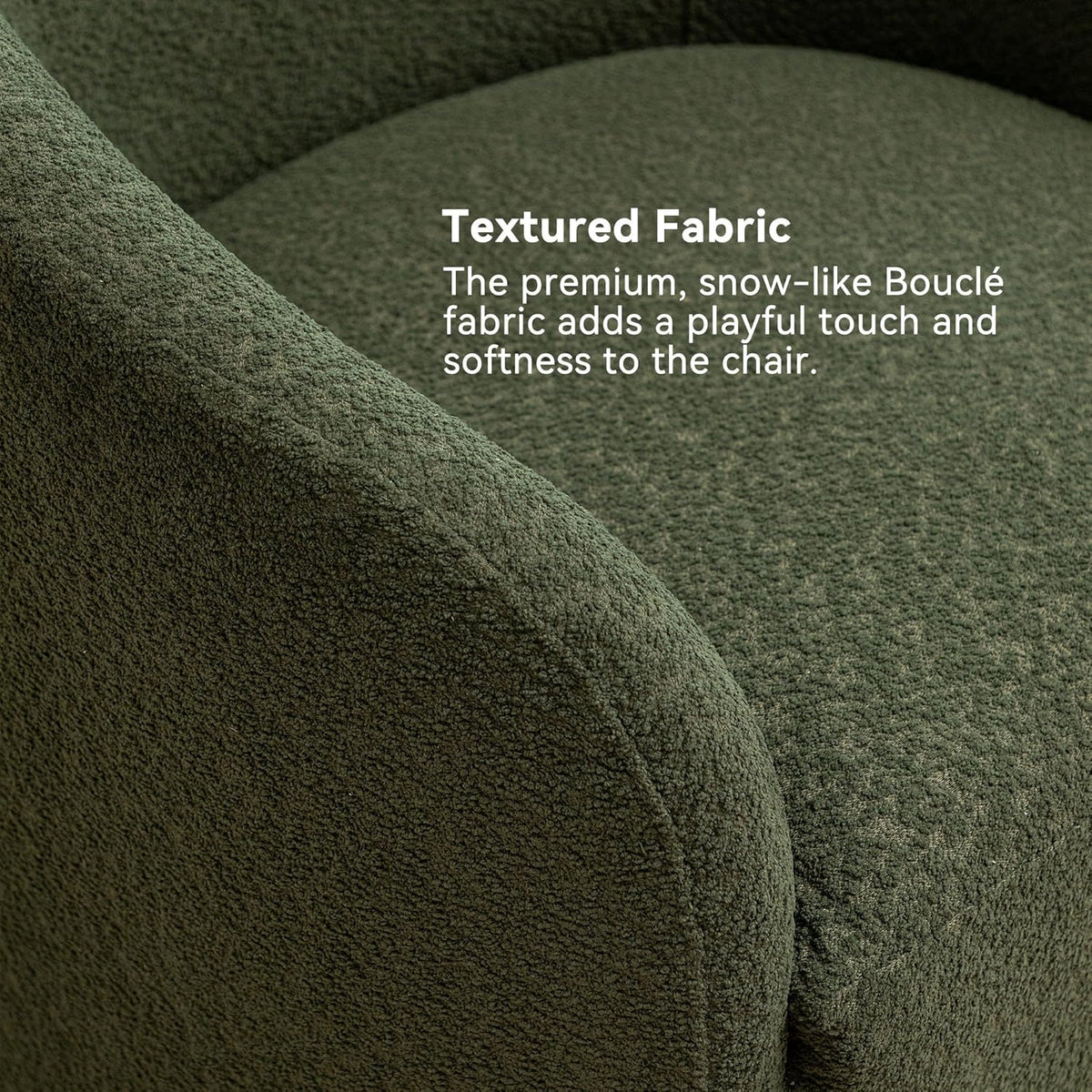 KINWELL 32" Wide Modern Boucle Swivel Barrel Chair, No Assembly Round Upholstered Swivel Accent Armchair for Living Room, Bedroom, Office (Green)