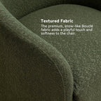KINWELL 32" Wide Modern Boucle Swivel Barrel Chairs Set of 2, No Assembly Round Upholstered Swivel Accent Armchairs for Living Room, Bedroom (Green)