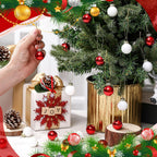 Tioncy 32 Pcs 1 Inch Mini Glass Christmas Ornaments Balls Shiny Christmas Balls Tiny Tree Hanging Decoration Small Colorful Ball Pendant for Xmas Party Supplies(Red, White)