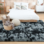 Noahas 4x6 Tie-Dyed Black and Grey Fluffy Area Rug Non-Slip - Image 3