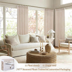 Unique Thick Natural Linen Pleat 86 Inch Curtains 2 Panels Set - Image 4