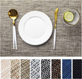 LEXMORE Placemats Set of 12 Vinyl/Plastic Woven Place Mats for Kitchen Table Indoor/Outdoor Washable Placemat Wipeable Dining Table Mats(A-Cappuccino)
