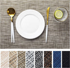 LEXMORE Placemats Set of 12 Vinyl/Plastic Woven Place Mats for Kitchen Table Indoor/Outdoor Washable Placemat Wipeable Dining Table Mats(A-Cappuccino)