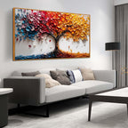 Tree of Life Poster for Office - Colorful Tree Wall Decor for Living Room - Wooden Framed Wall Art for Bedroom Size 29" x 59"