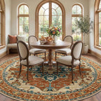 RELEANY Washable Area Rug, Round 8ft, Water Repellent, Pet Friendly, Vintage - Image 3