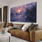 Canvas Wall Art for Living Room Artwork for Walls Canvas Modern Art Wall Decor Nature Landscap Wall Art Decor Purple Coastal Beach Wall Art Prints Art Work for Home Office Kitchen Wall Decor 24" X 48"
