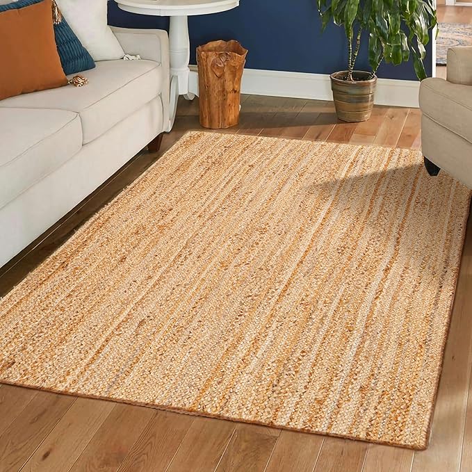 Hausattire Jute Braided Area Rug, 4x6 ft | 100% natural jute, hand woven by Hausattire
