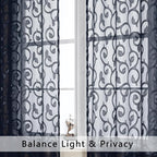 Curtain, Furman Navy Blue, 24 Inch Length, 2 Panels Set, Light Filtering - Image 4