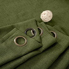Olive Linen Semi Sheer Curtains 48 Inch Length 2 Panels Light Filtering | Dark - Image 9