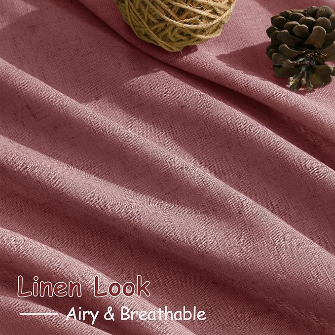 Canyon Rose Linen Curtains 90 Inch Long 2 Panels Set - Image 5