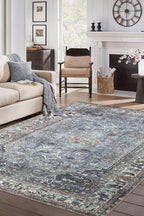 Keen Home Design 8x10 Rug - Machine Washable Area Rug with Non-Slip Backing, Ideal for Living Room, Dining Room, Bedroom - Vintage, Easy Clean, Durable, Low Pile Rug - (8' x 10')