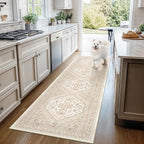 Washable Runner Rug 2.5x16, Non-Slip Long Kitchen Rugs, Cream/Beige | Vintage - Image 9