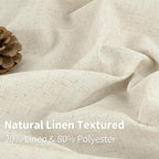 YoungsTex 90 Inch Length Beige Linen Curtains 2 Panels - Image 3