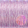 GOER 3.2 ft x 8.2 ft Metallic Tinsel Foil Fringe Curtains Party Photo Backdrop Party Streamers for Birthday,Graduation,New Year Eve Decorations Wedding Decor(3 Packs,Laser Pink)