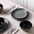 Stone Lain Dua 4-Piece Salad Plate Set Stoneware, Black