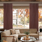 Chestnut Brown Thick Linen Pleated Light Filtering Curtains 96 Inch Long | - Image 7