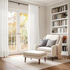 Beige White Curtains Linen for Living Room 90 Inches Long Back Tab and Rod - Image 6