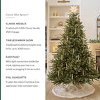 Balsam Hill 6.5ft Pre-Lit Classic Blue Spruce - Artificial Christmas Tree with 2144+ Tips, 700 Clear Incandescent Lights, Easy Plug System, Premium Stand & Storage Bag for Indoor Holiday Decorating